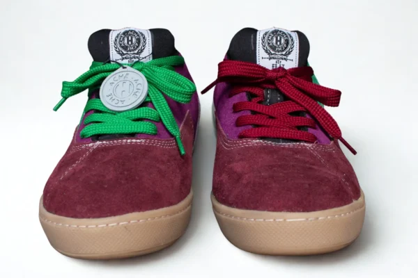 Flat SB Carnaza vino tinto morado/logo verde/suela amarilla