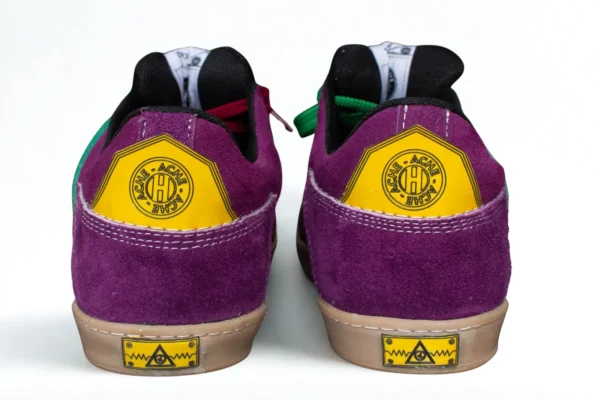 Flat SB Carnaza vino tinto morado/logo verde/suela amarilla