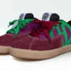 Flat SB Carnaza vino tinto morado/logo verde/suela amarilla