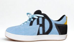 Gamuza Azul/Negro Suela Blanca