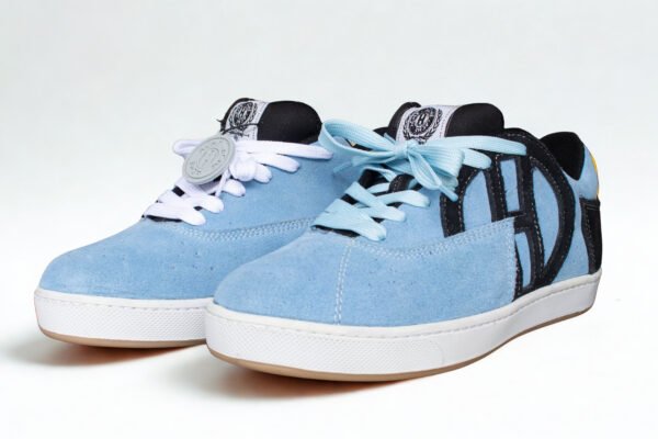 Gamuza Azul/Negro Suela Blanca