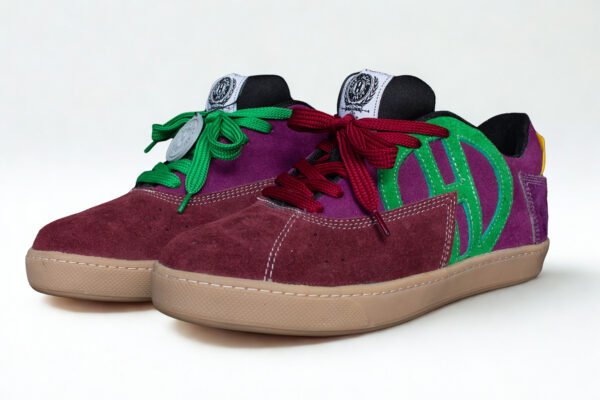 Gamuza Vinotinto/Morado/Verde Suela Amarilla